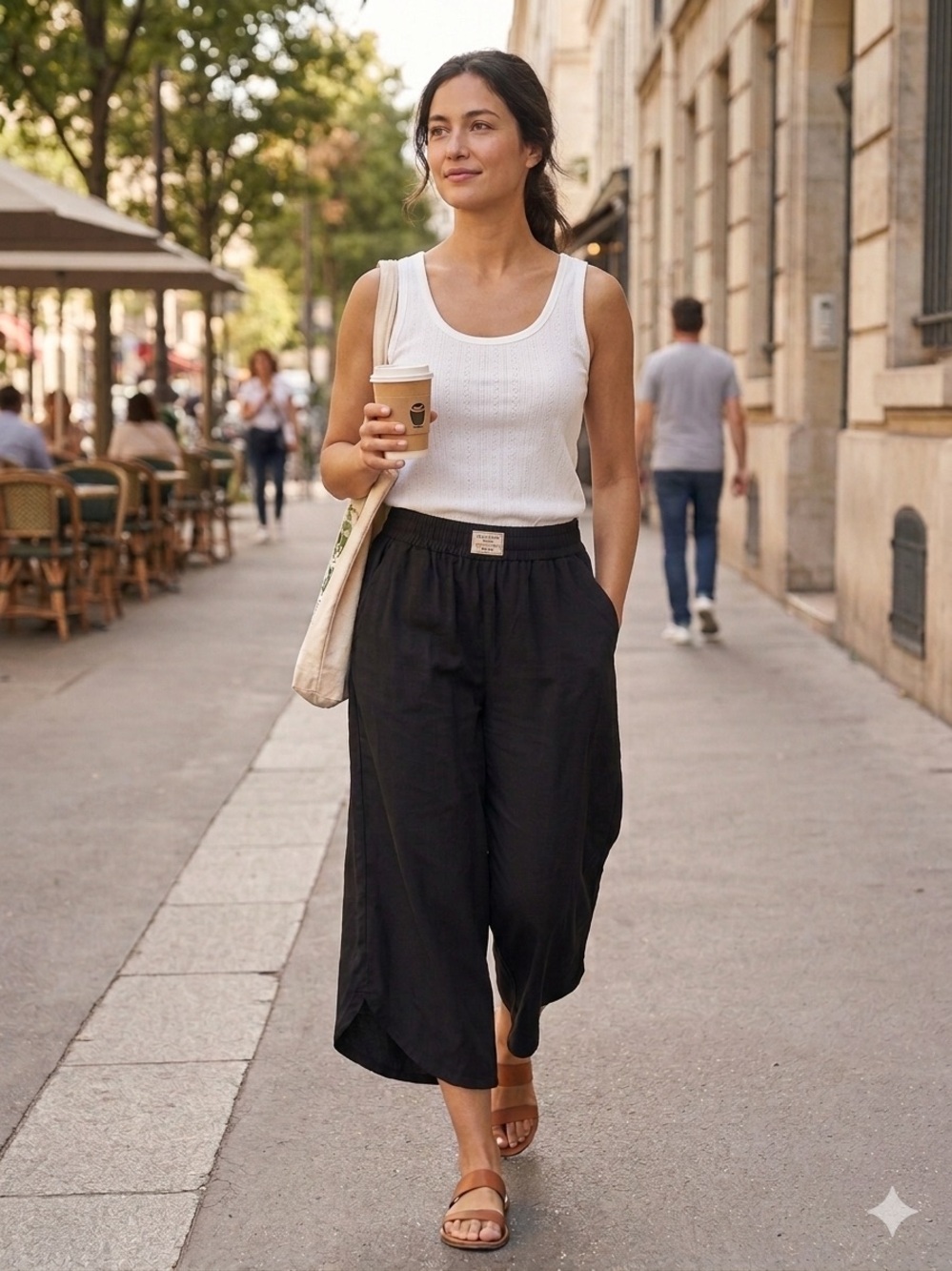 Marine Layer Women's Black Wide-Leg Capris